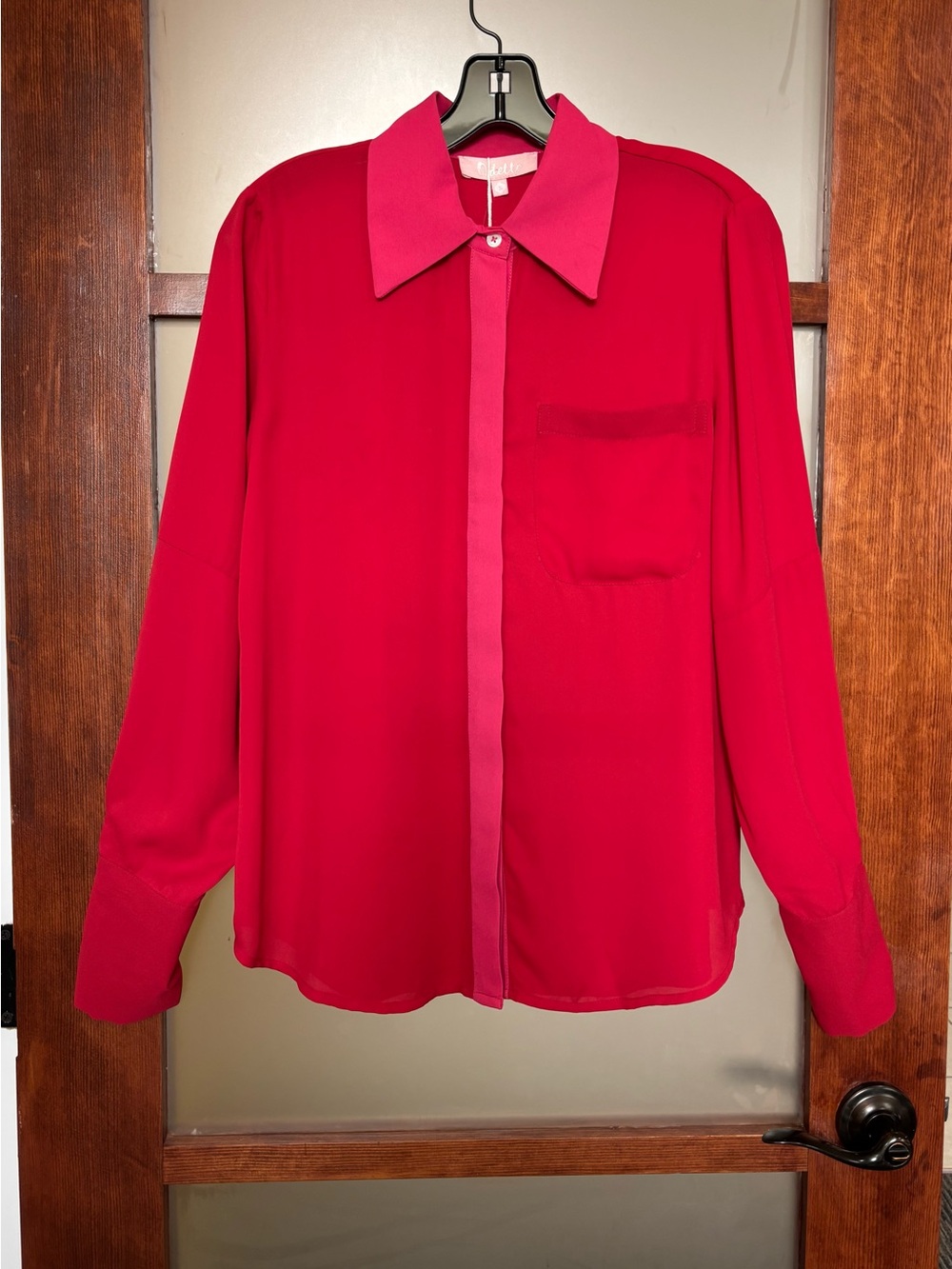 Odette Red & Pink Button-Up Blouse